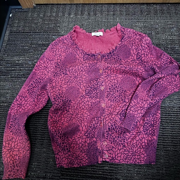 Fossil Sweaters - Fossil Pink and Purple Patterned Cardigan
